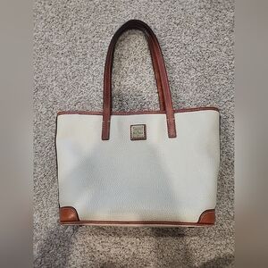 Dooney & Bourke Beige And Brown Charleston Tote Grain Pebble Leather Trim